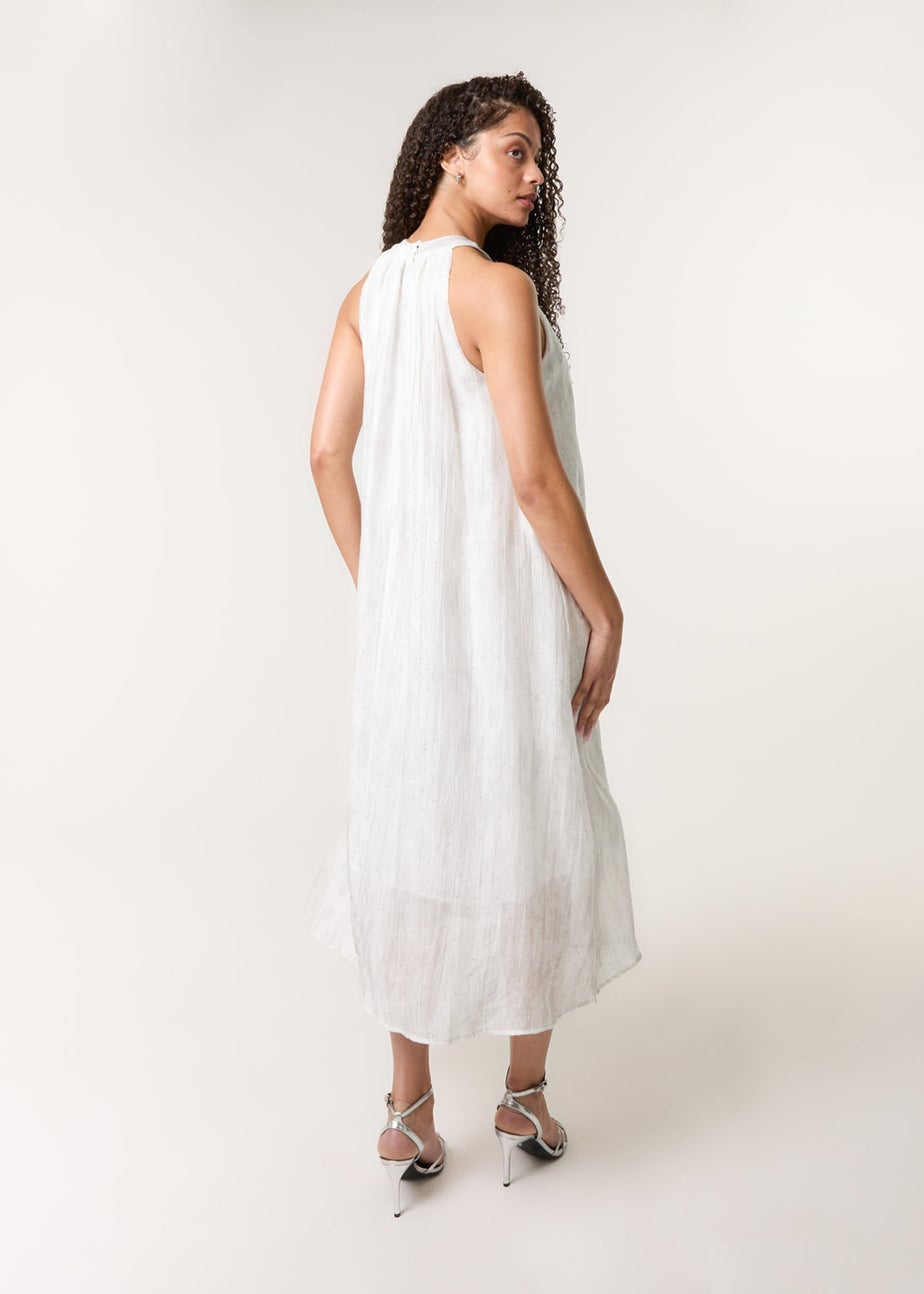 Blue Vanilla Ivory Luxe Rose Detail Halter Neck Dress