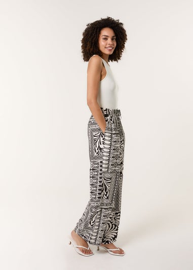 Blue Vanilla Black Abstract Print Trousers