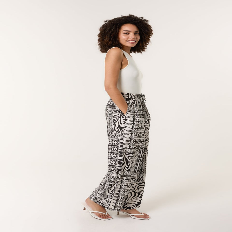 Blue Vanilla Black Abstract Print Trousers