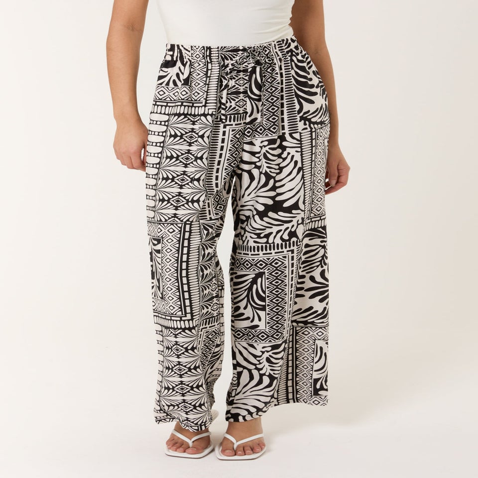 Blue Vanilla Black Abstract Print Trousers