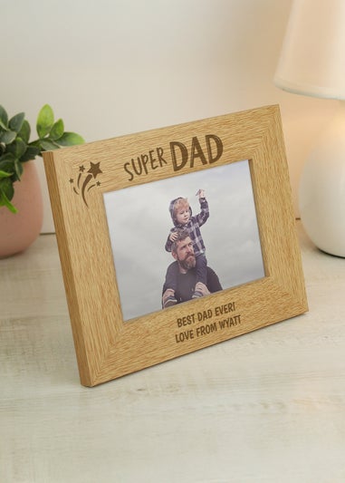 Personalised Memento Company Brown Super Dad Wooden Frame