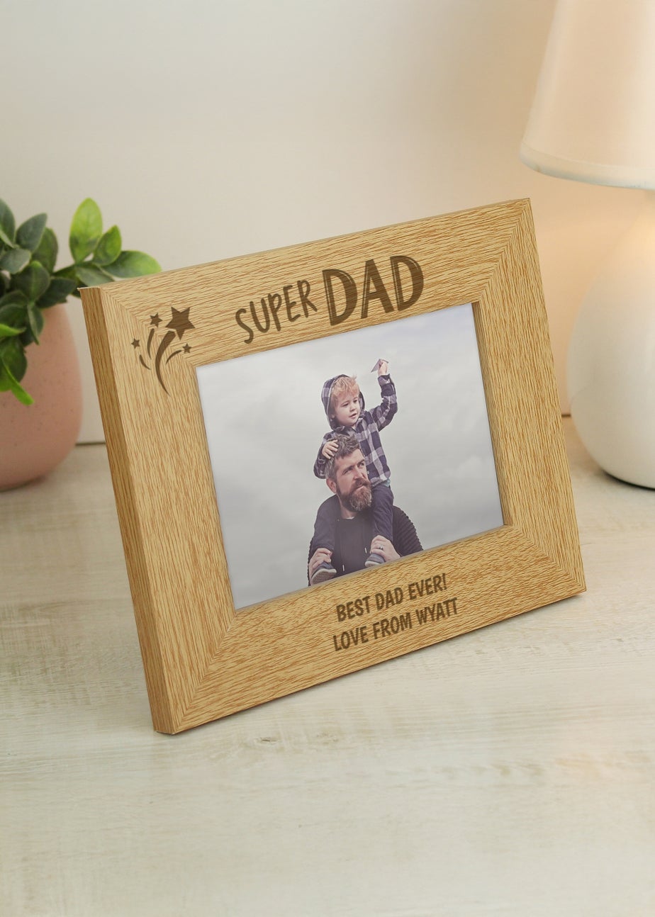 Personalised Memento Company Brown Super Dad Wooden Frame