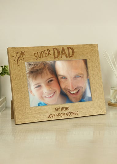 Personalised Memento Company Brown Super Dad Wooden Frame