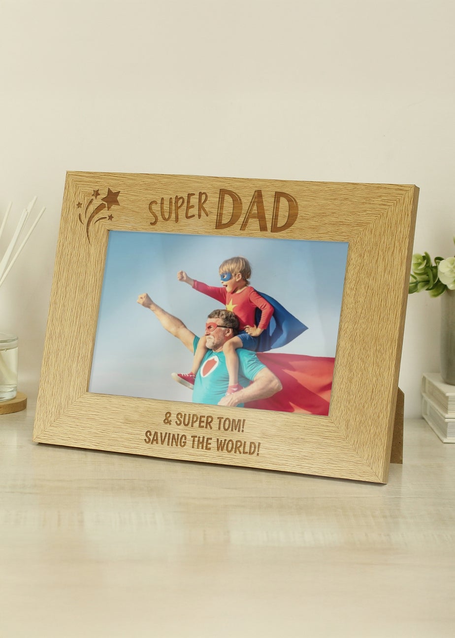 Personalised Memento Company Brown Super Dad Wooden Frame