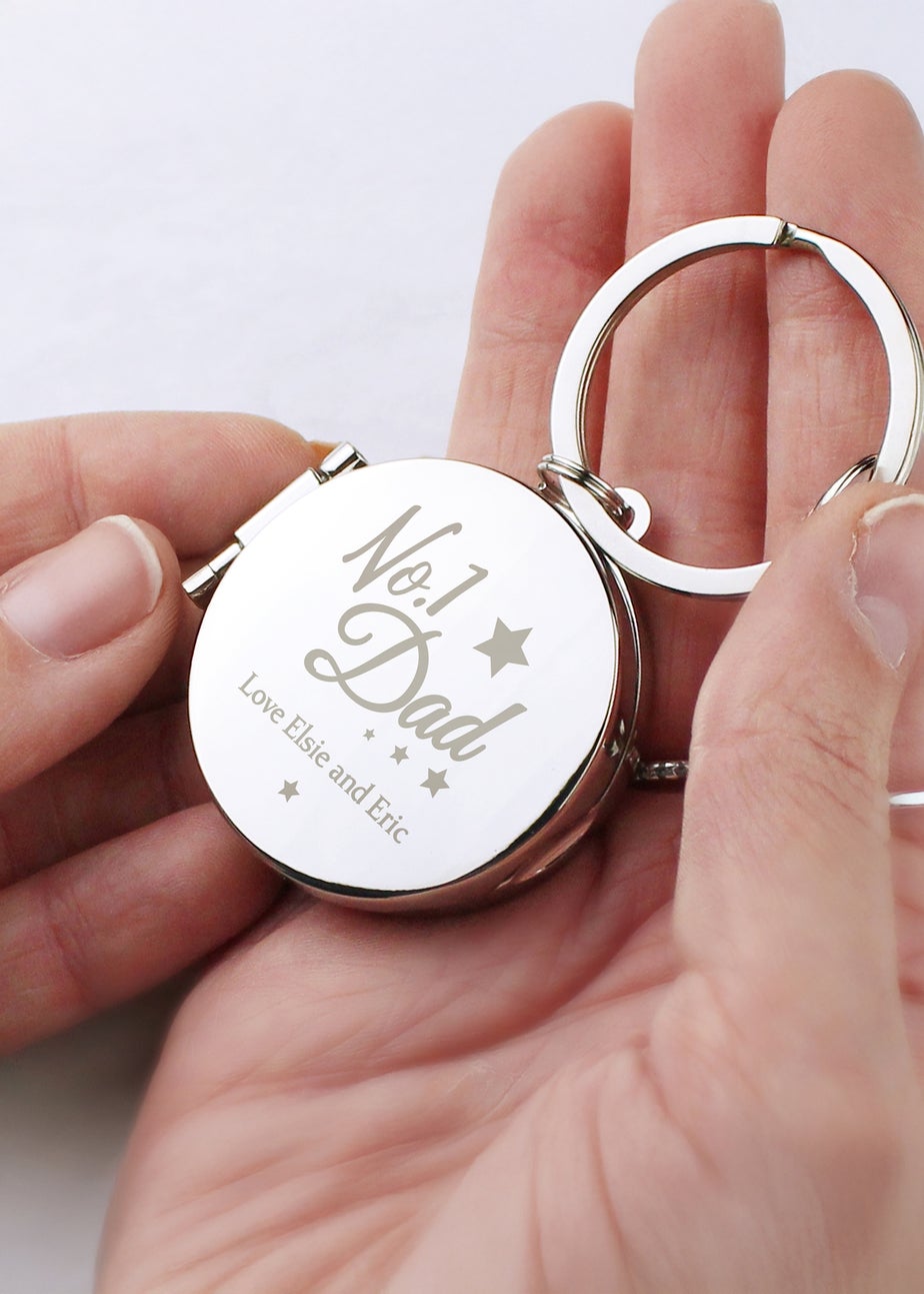 Personalised Memento Company Silver No.1 Dad Photo Keyring