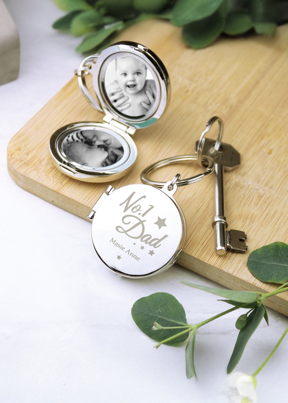 Personalised Memento Company Silver No.1 Dad Photo Keyring
