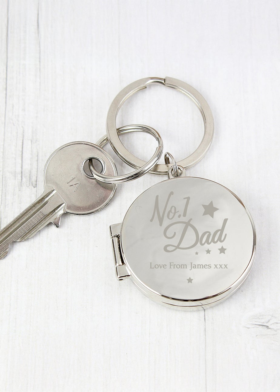 Personalised Memento Company Silver No.1 Dad Photo Keyring