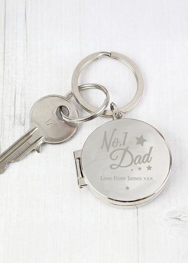 Personalised Memento Company Silver No.1 Dad Photo Keyring
