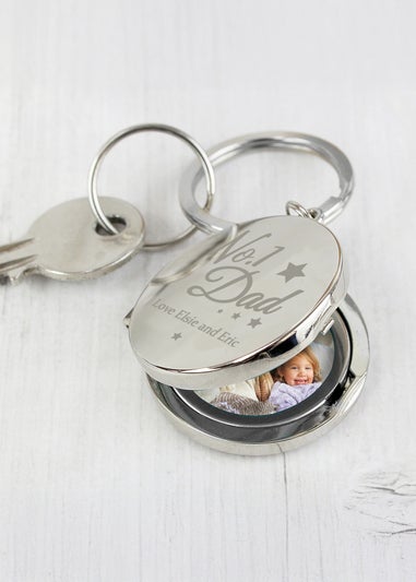 Personalised Memento Company Silver No.1 Dad Photo Keyring
