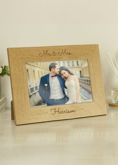 Personalised Memento Company Brown 6x4 Wooden Photo Frame