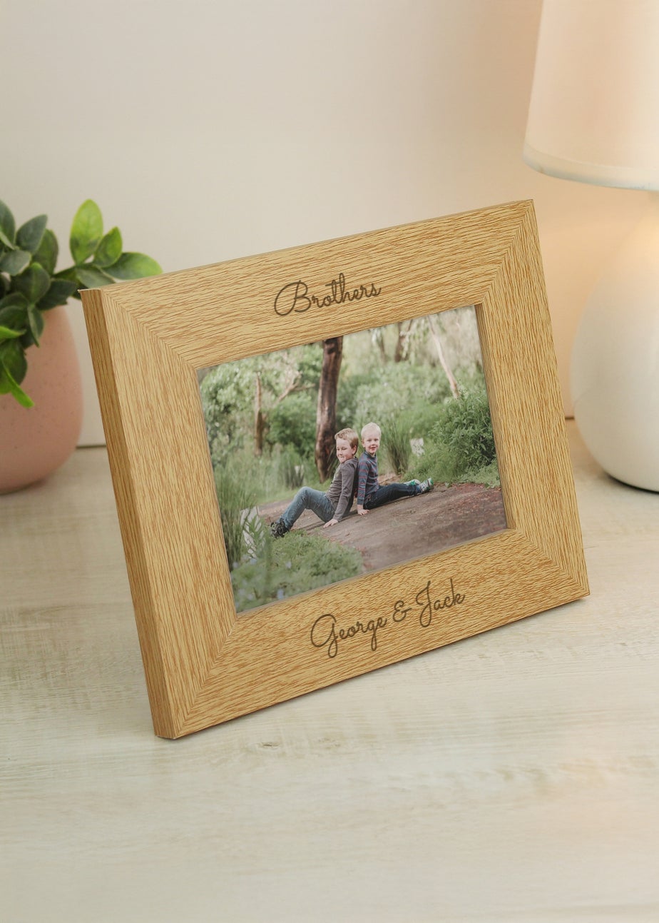 Personalised Memento Company Brown 6x4 Wooden Photo Frame
