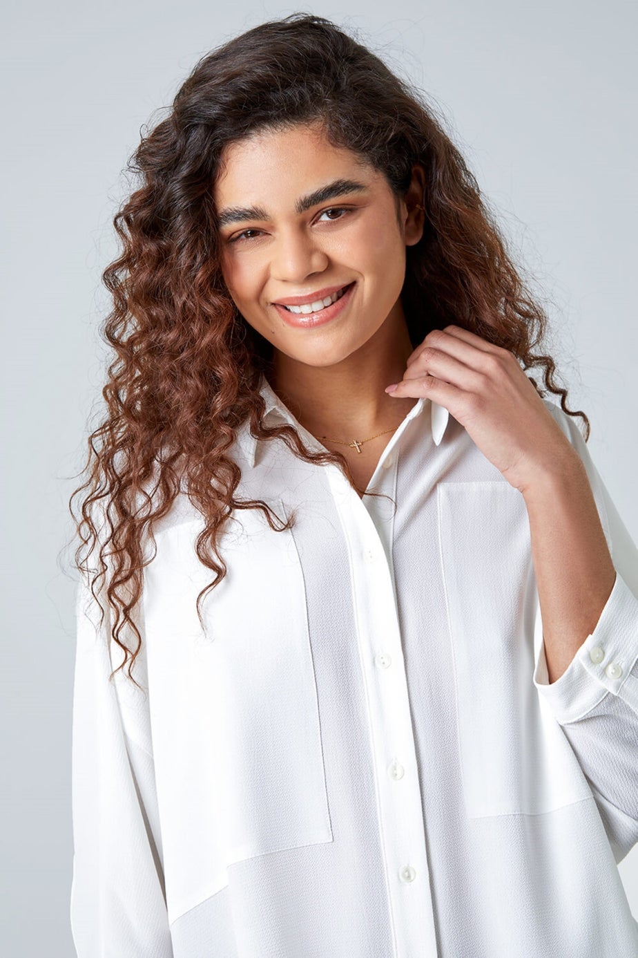 Roman Ivory Relaxed Smart Stretch Shirt