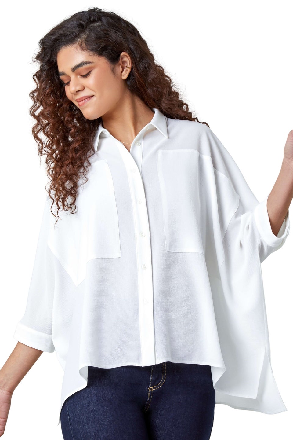 Roman Ivory Relaxed Smart Stretch Shirt