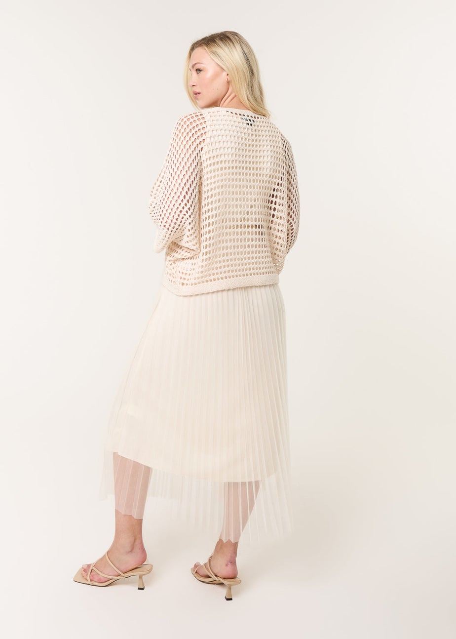 Blue Vanilla Stone Crochet Top Pleat Dress