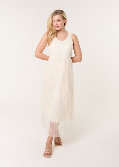 Blue Vanilla Stone Crochet Top Pleat Dress