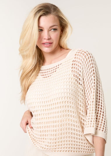 Blue Vanilla Stone Crochet Top Pleat Dress