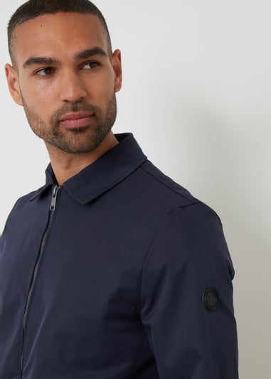Threadbare Navy Collared Lightweight Showerproof Zip Through Jacket