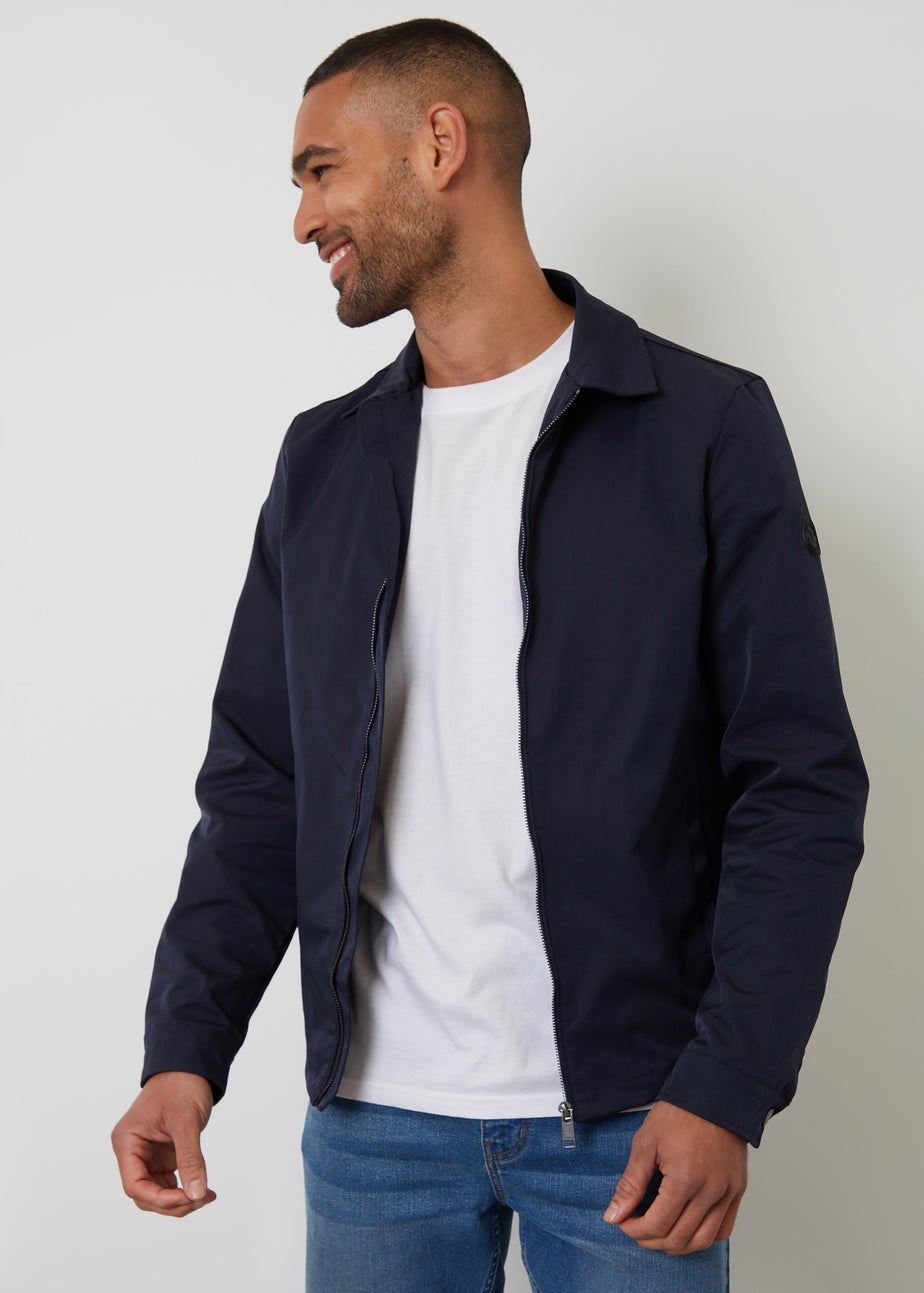 Threadbare Navy Collared Lightweight Showerproof Zip Through Jacket