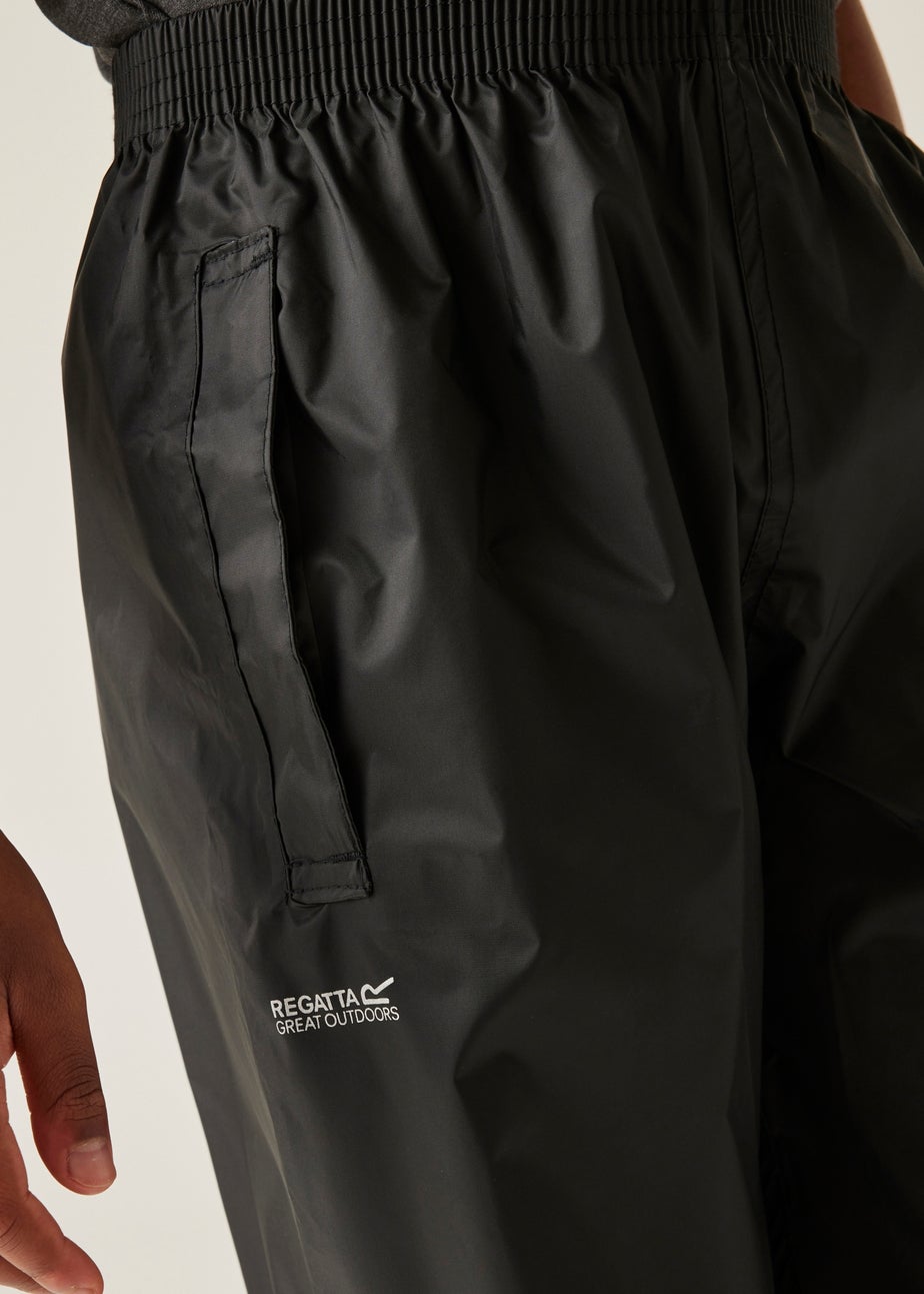 Regatta Kids Pack It Black Waterproof Breathable Isolite Overtrousers (2-14 yrs)