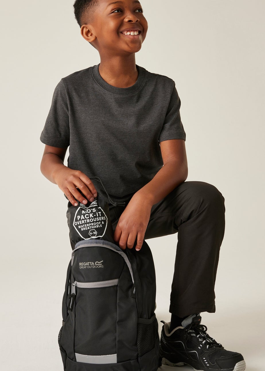 Regatta Kids Pack It Black Waterproof Breathable Isolite Overtrousers (2-14 yrs)