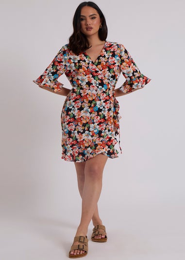 Urban Bliss Red Bucks Floral Wrap Dress
