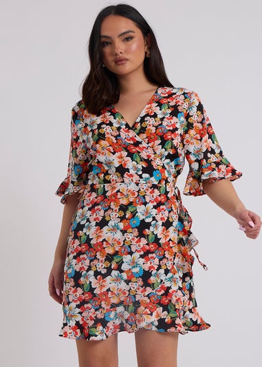 Urban Bliss Red Bucks Floral Wrap Dress