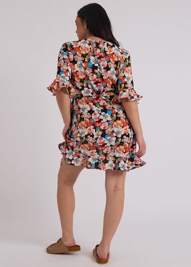 Urban Bliss Red Bucks Floral Wrap Dress