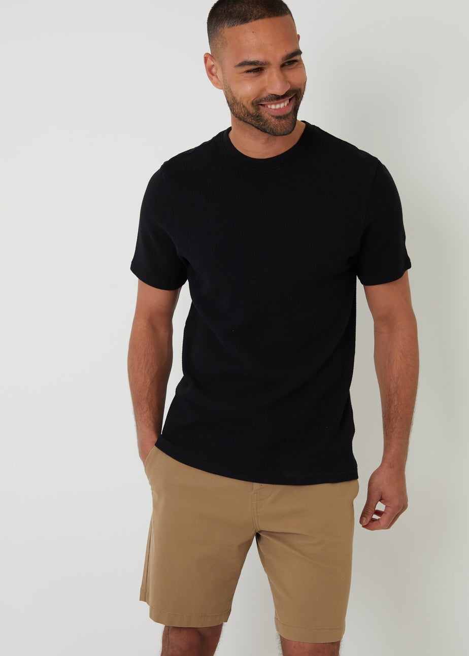 Threadbare Stone Cotton Regular Fit Stretch Chino Shorts