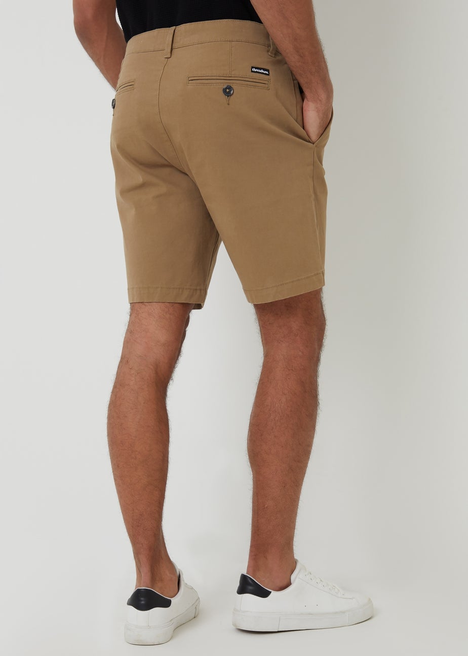 Threadbare Stone Cotton Regular Fit Stretch Chino Shorts