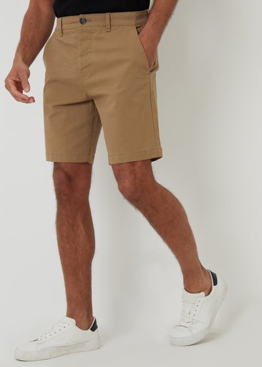 Threadbare Stone Cotton Regular Fit Stretch Chino Shorts