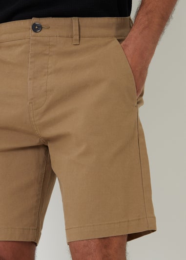 Threadbare Stone Cotton Regular Fit Stretch Chino Shorts