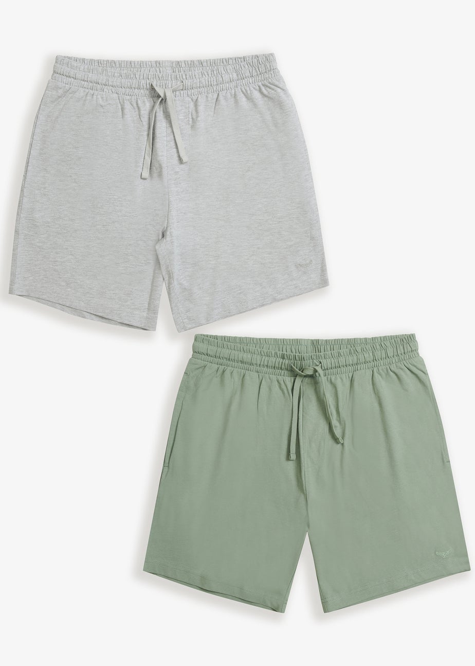 Threadbare Grey 2 Pack Cotton Blend Lounge Shorts
