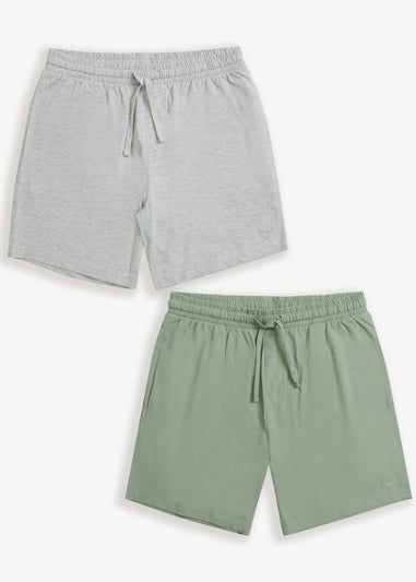 Threadbare Grey 2 Pack Cotton Blend Lounge Shorts
