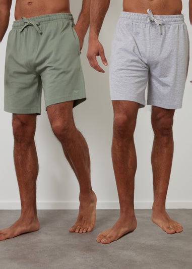 Threadbare Grey 2 Pack Cotton Blend Lounge Shorts