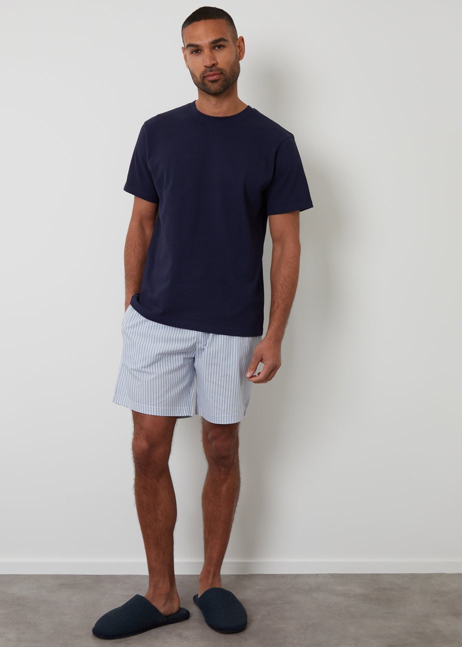 Threadbare Blue Cotton Popcorn Textured Shortie Pyjama Set