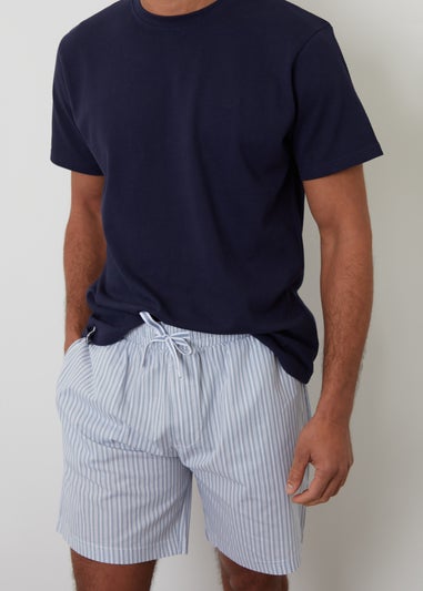 Threadbare Blue Cotton Popcorn Textured Shortie Pyjama Set