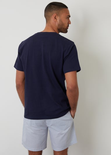 Threadbare Blue Cotton Popcorn Textured Shortie Pyjama Set