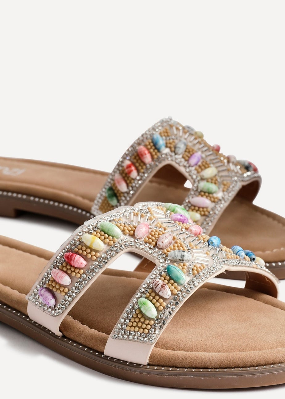 Linzi Nerissa Diamante Beaded Flat Sandals