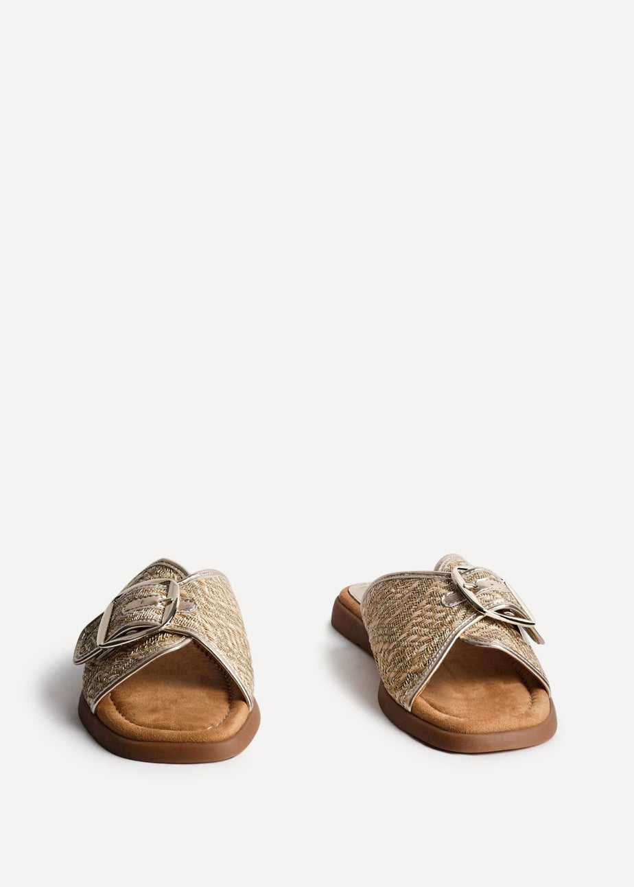 Linzi Zuma Gold Woven Flat Slider Sandal