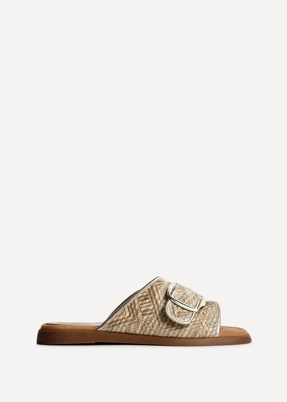 Linzi Zuma Gold Woven Flat Slider Sandal