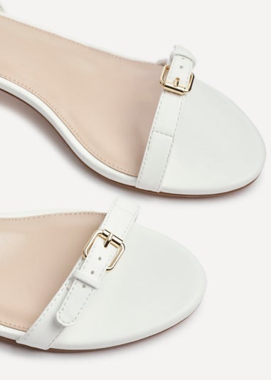Linzi Amanza White Faux Leather Low Block Heeled Sandal