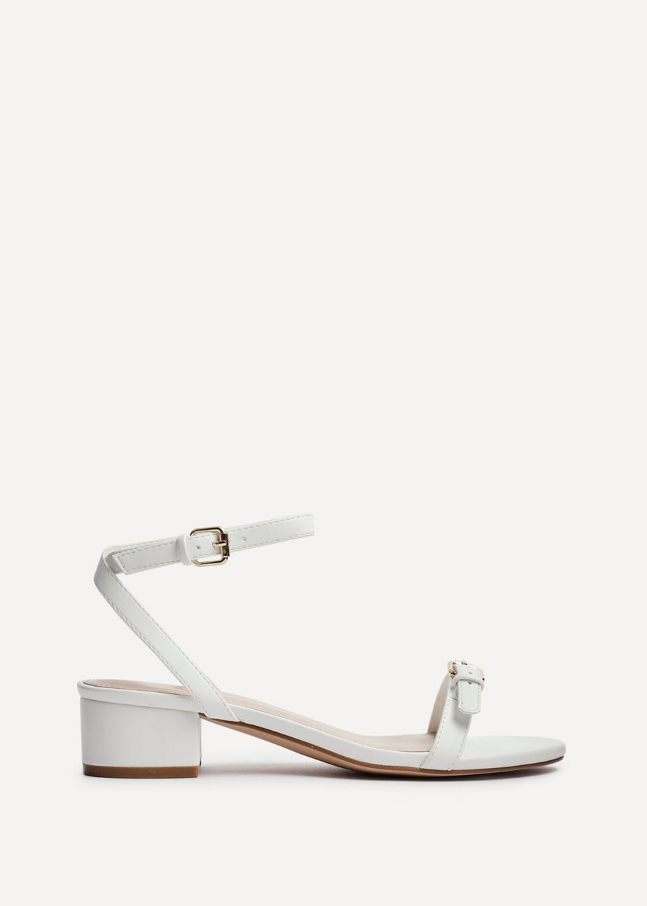 Linzi Amanza White Faux Leather Low Block Heeled Sandal