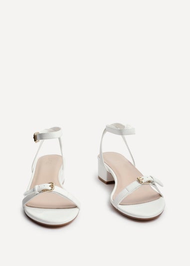 Linzi Amanza White Faux Leather Low Block Heeled Sandal