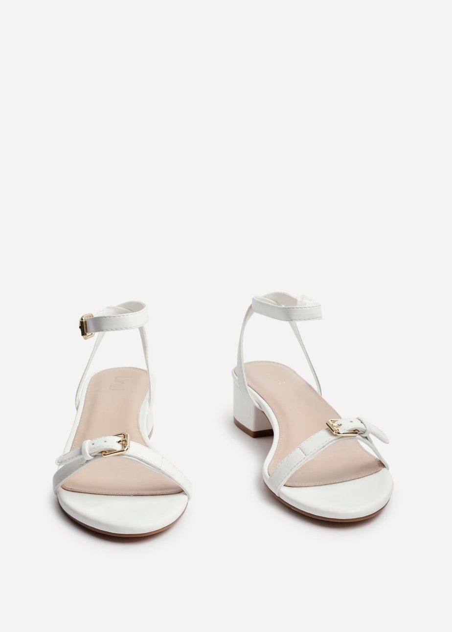 Linzi Amanza White Faux Leather Low Block Heeled Sandal
