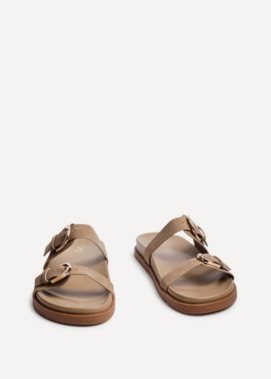 Linzi Miko Taupe Nubuck Flat Sandal