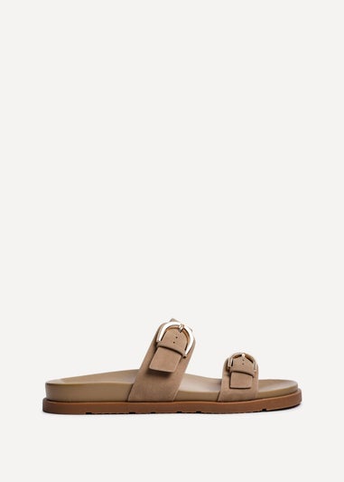 Linzi Miko Taupe Nubuck Flat Sandal
