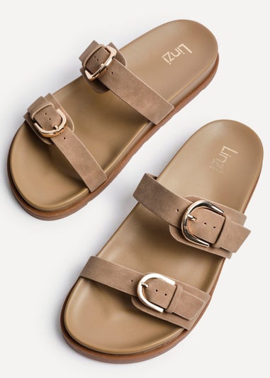 Linzi Miko Taupe Double Buckle Sandals