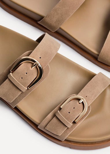 Linzi Miko Taupe Nubuck Flat Sandal