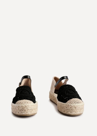 Linzi Adelina Black Woven Two Part Espadrille Sandal