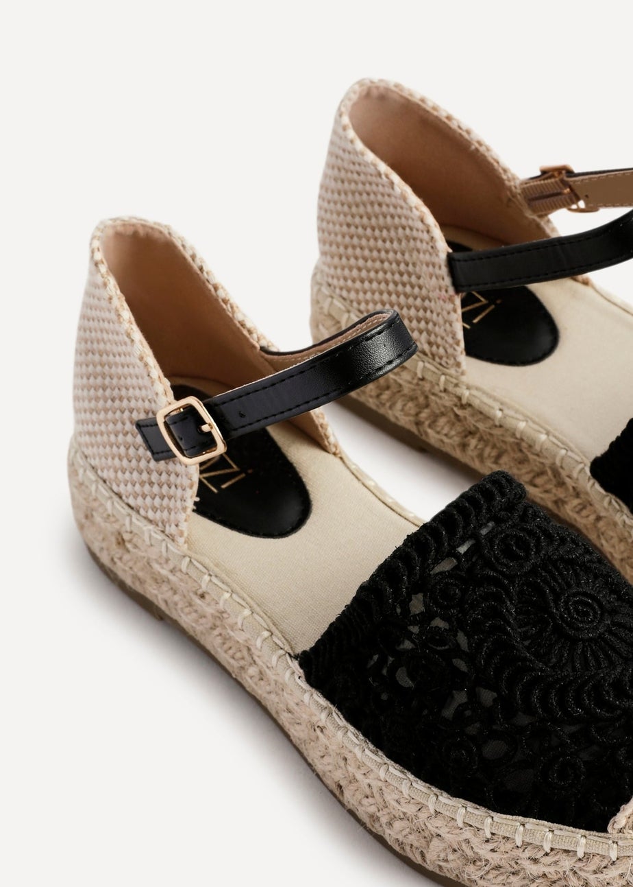 Linzi Adelina Black Woven Two Part Espadrille Sandal